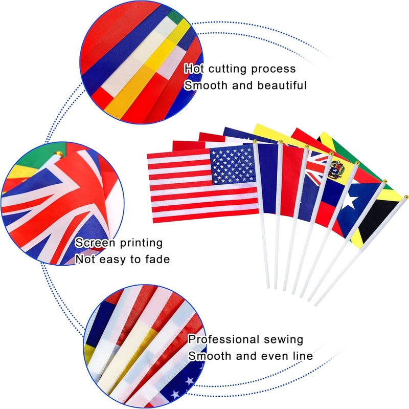 ZLXING 226 Countries International Flags of the World Small Mini Hand Held Flags on Stick,All Countries Flags,8.2 x 5.5 Inch - Image 3